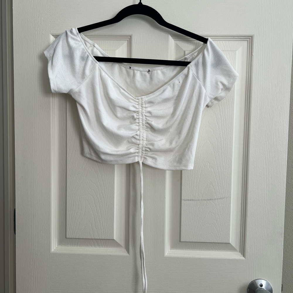 White Ruched Women's Top